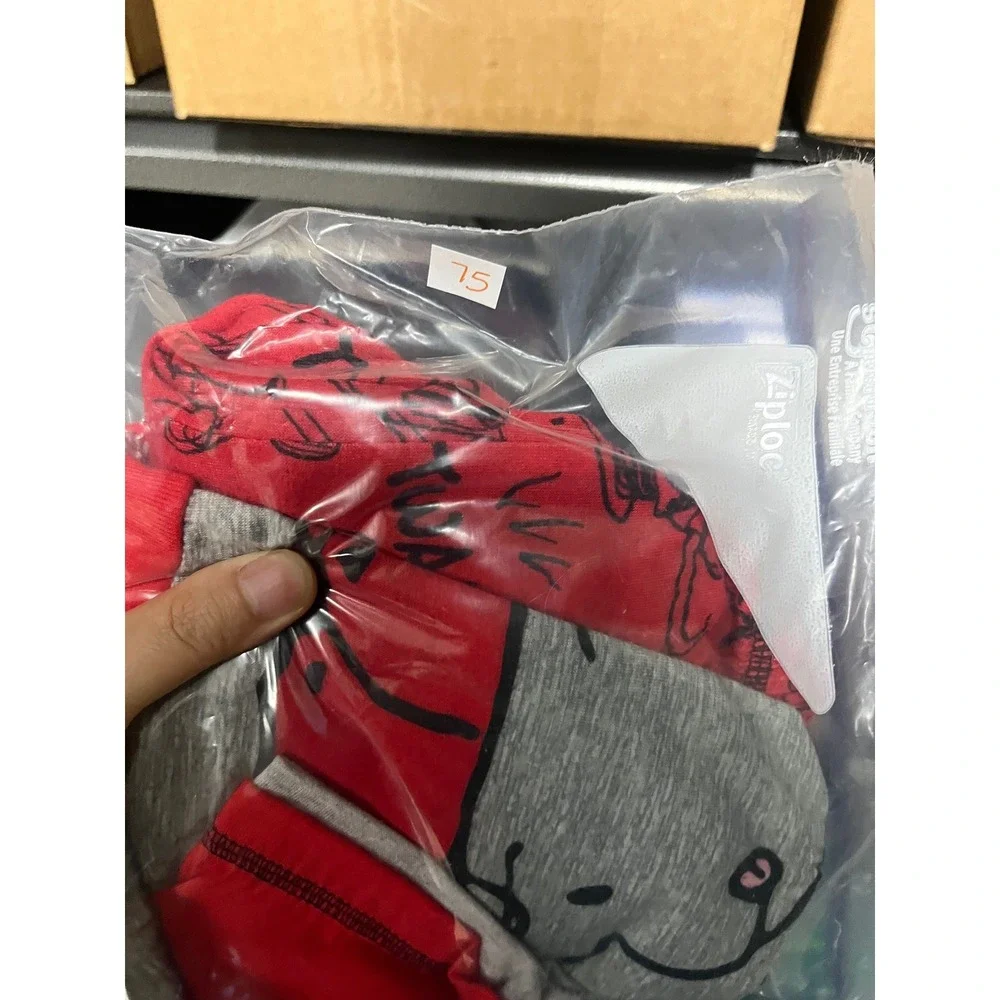 Kids Peanuts Snoopy Charlie Brown Pajama Set Size S 6 7 Flame Resistant Red Gray